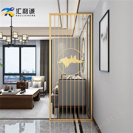 中式客厅不锈钢隔断墙 金属装饰屏风定制