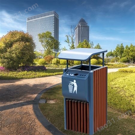 户外垃圾桶 不锈钢加厚景区钢木垃圾箱 公园院子环保镀锌板