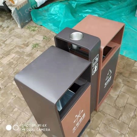 厂家定制 献县户外景区垃圾桶 双桶分类垃圾箱 双色烤漆果皮箱 环康供应