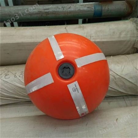 天蔚滚塑定做警示浮球 聚乙烯材质直径40公分双单耳通孔浮球