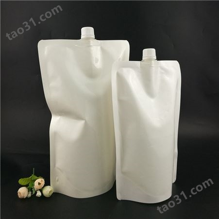 定制2.5L食品级材质 奶白色无印刷自立吸嘴袋 防漏气密性好平底正吸嘴自立袋
