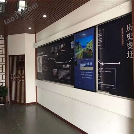 山西晋城 多媒体滑轨屏 手动拉壁式挂广告屏电视 实木门酒店屏风滑轨屏