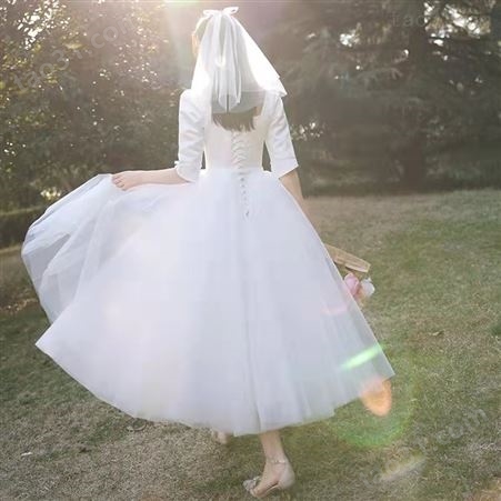 小个子轻婚纱2022新款新娘法式简约短裙赫本风出门纱超仙气质礼服